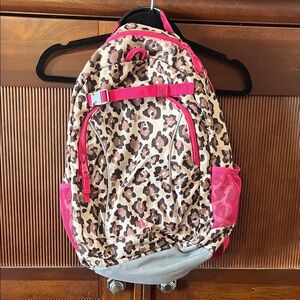 Lands' End Leopard Print Backpack with Pink Highlights
